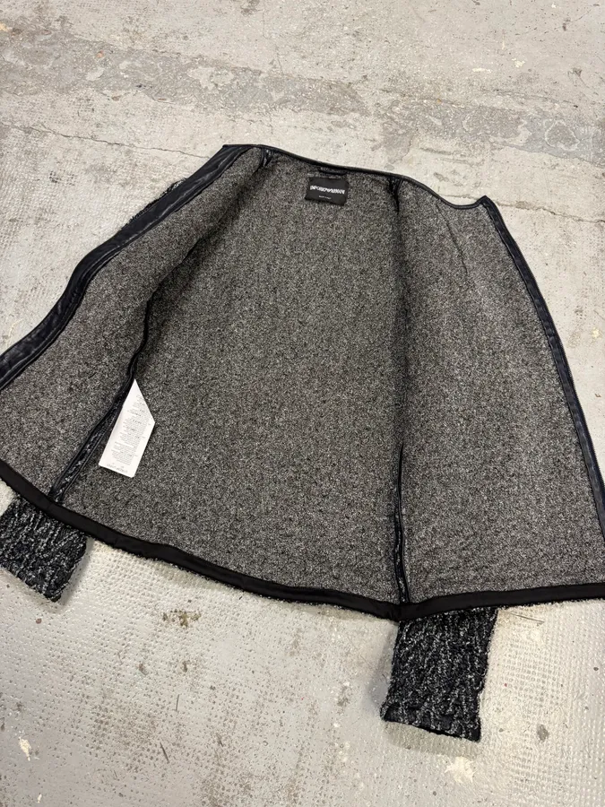 FW2016 Emporio Armani Textured Grey Leather Asymmetrical Jacket - Image 7