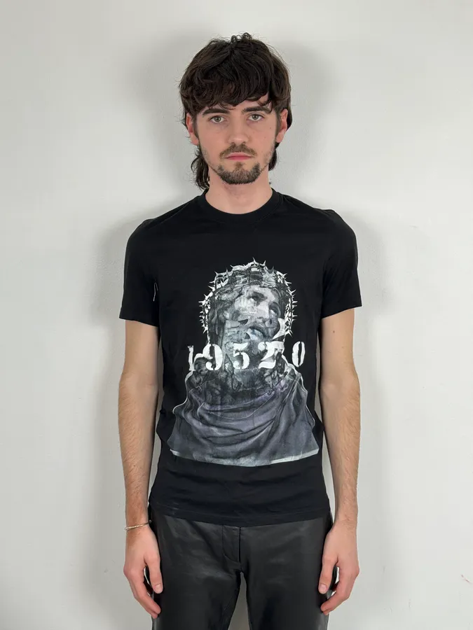 FW2016 Givenchy Black T-Shirt Cotton Jesus Print - Image 2