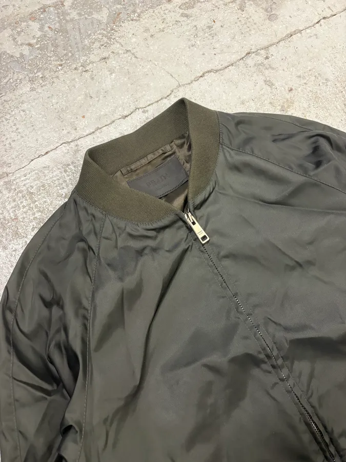 FW2016 Prada Olive Nylon Bomber Jacket - Image 5