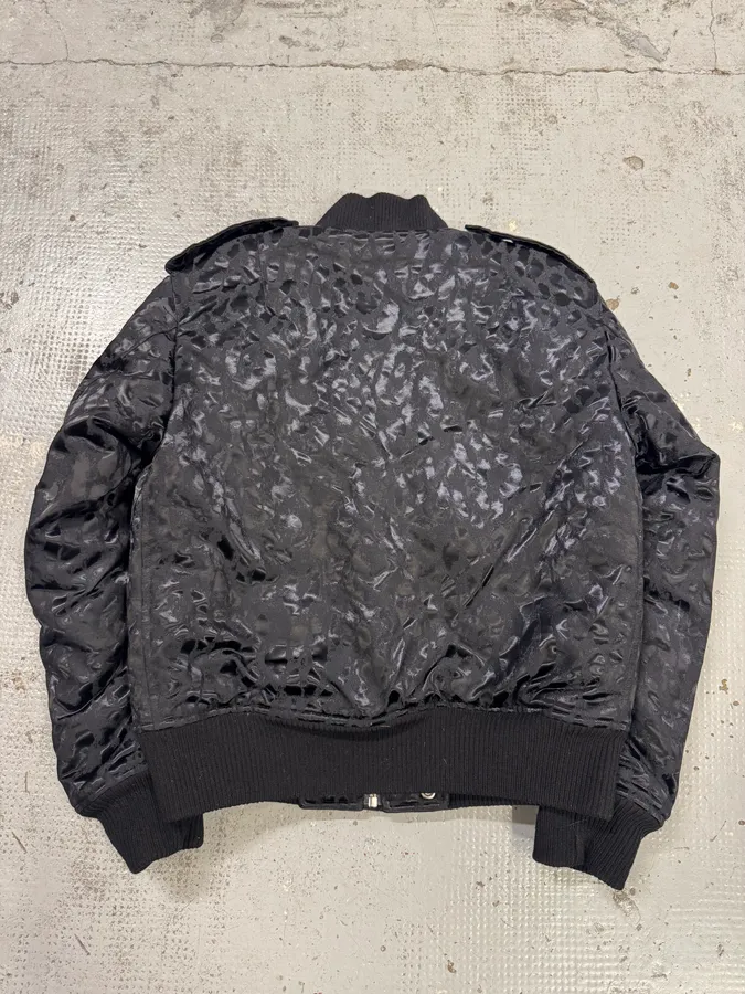 FW2016 Saint Laurent Black Bomber Nylon Leopard Print Jacket - Image 5
