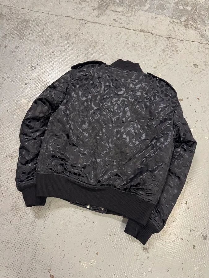 FW2016 Saint Laurent Black Bomber Nylon Leopard Print Jacket - Image 6