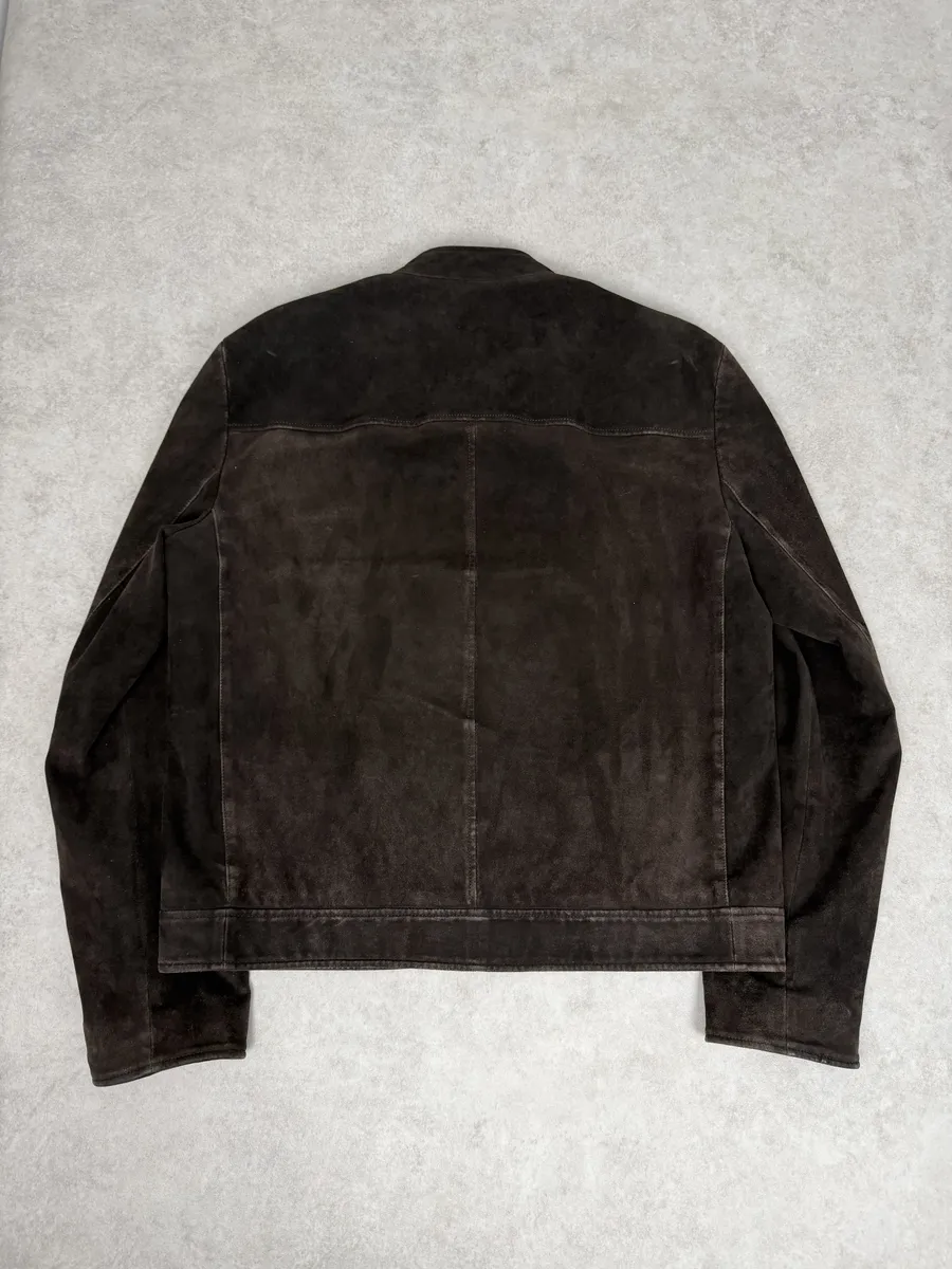FW2017 Prada Brown Pure Minimalist Suede Biker Leather Jacket - Image 2