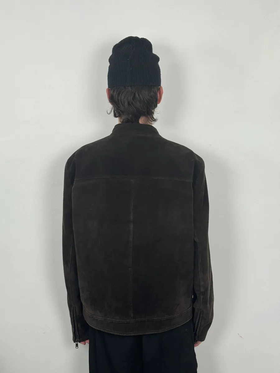 FW2017 Prada Brown Pure Minimalist Suede Biker Leather Jacket - Image 6