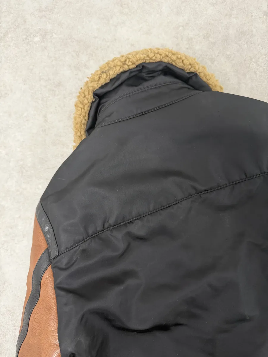 FW2018 Dsquared2 Brown & Black Beige Shearling Leather Alpha Jacket - Image 10