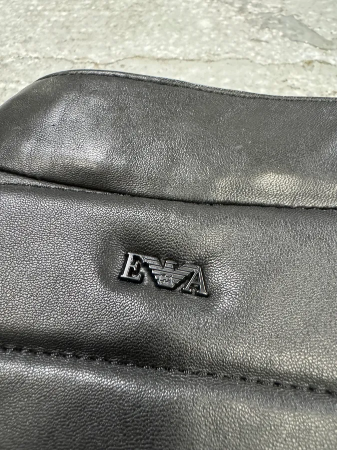 FW2018 Emporio Armani Biker Padded Black Leather Jacket - Image 10