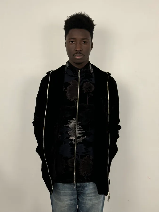 FW2018 Emporio Armani Layered Black Floral Hooded Jacket - Image 4