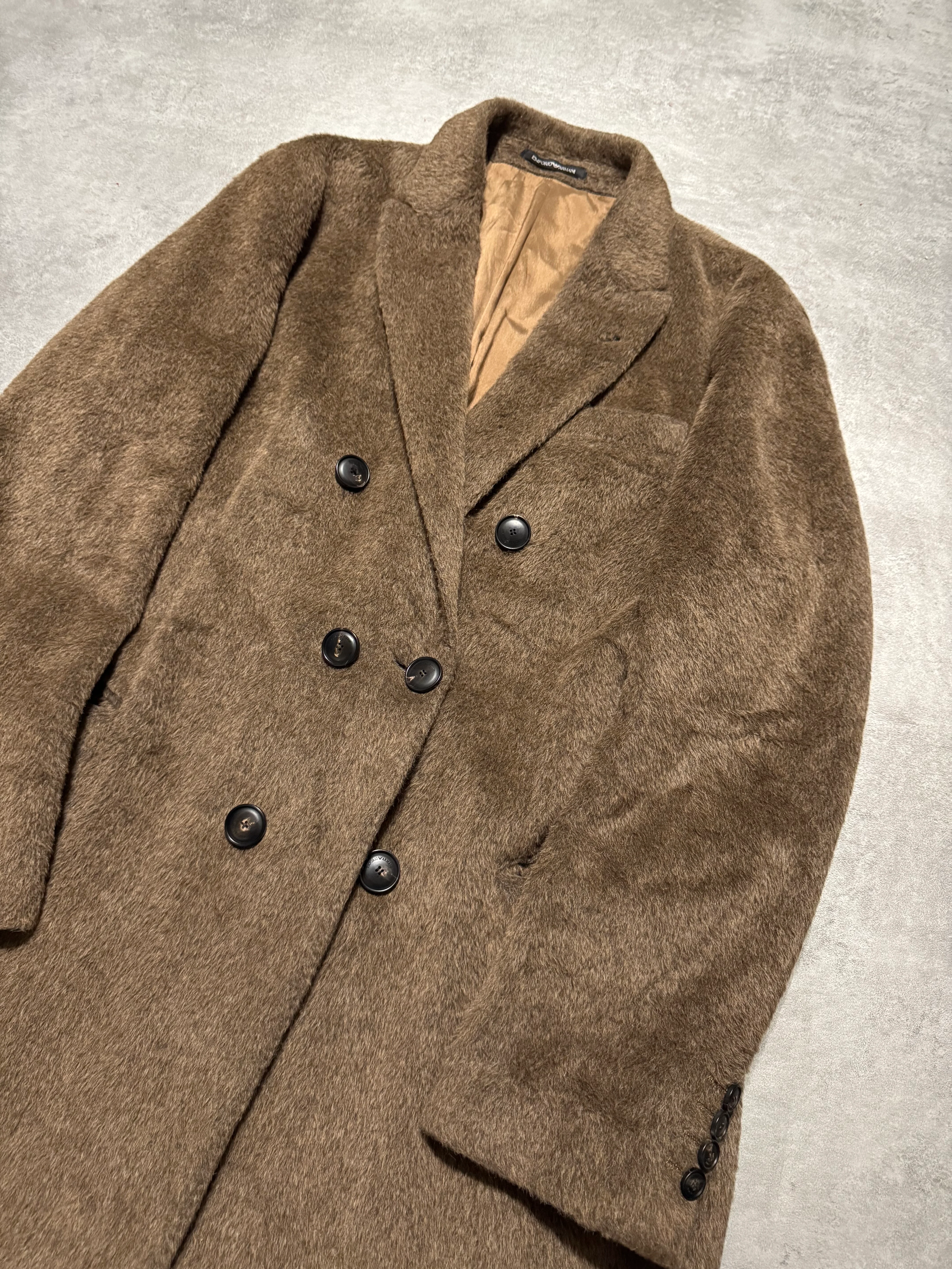 FW2018 Emporio Armani Sartorial Faux Fur Brown Trench Coat - Image 2
