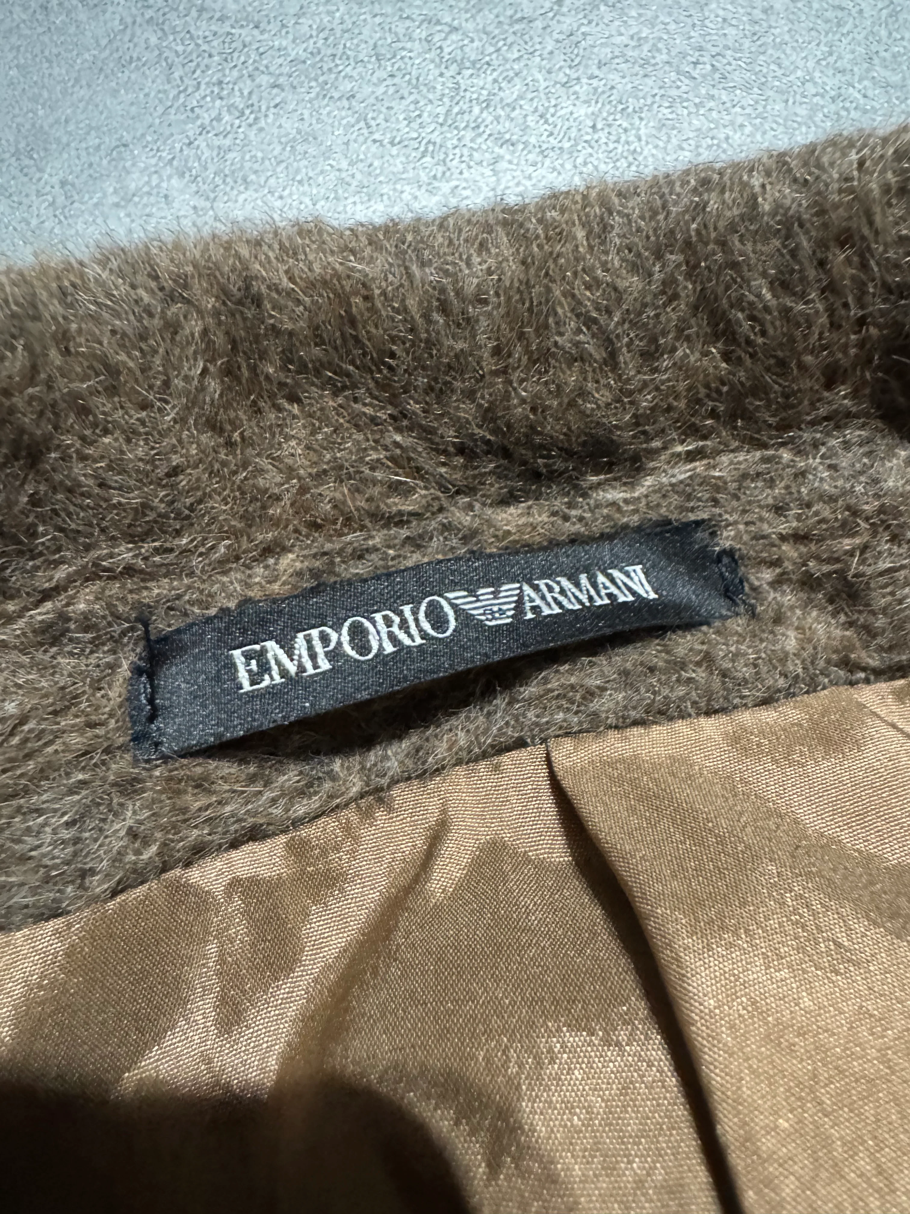 FW2018 Emporio Armani Sartorial Faux Fur Brown Trench Coat - Image 7
