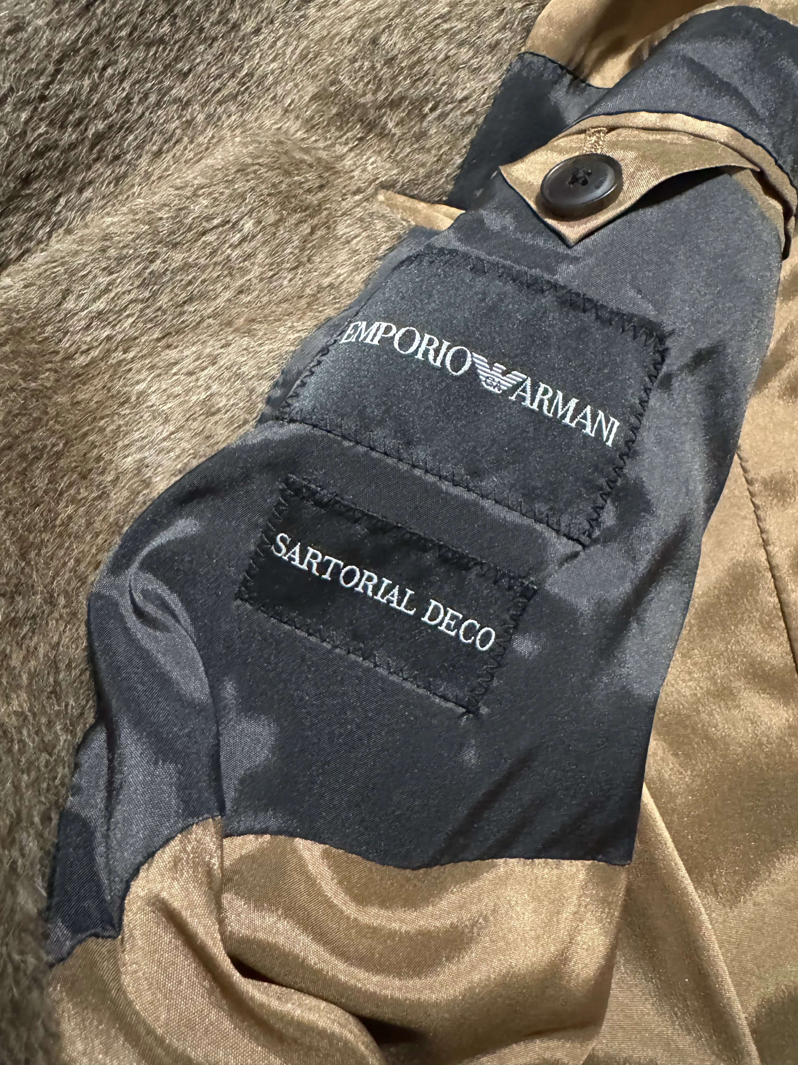 FW2018 Emporio Armani Sartorial Faux Fur Brown Trench Coat - Image 8