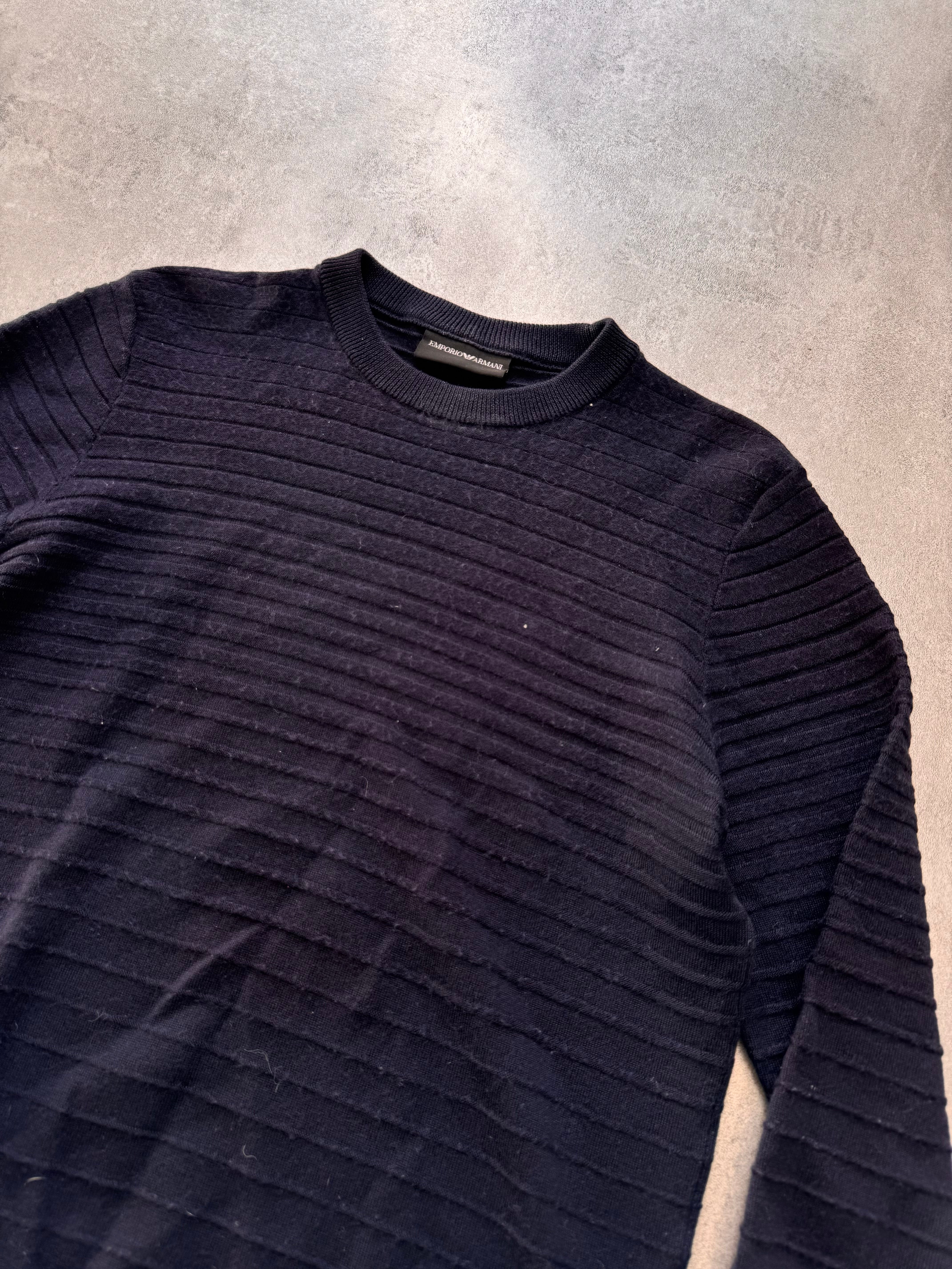 FW2018 Emporio Armani Stripped Navy Sweater - Image 2
