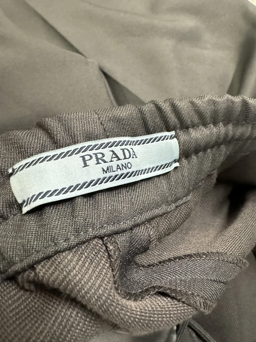 FW2018 Prada Grey & Green Lined Trousers Pants - Image 9