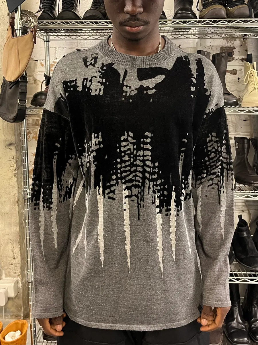 FW2014 Emporio Armani Abstract Skyscrapers Grey Sweater - Image 2