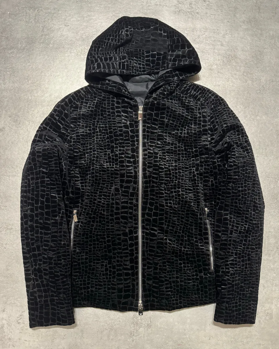 FW2019 Emporio Armani Black Cracked Croco Effect Black Jacket