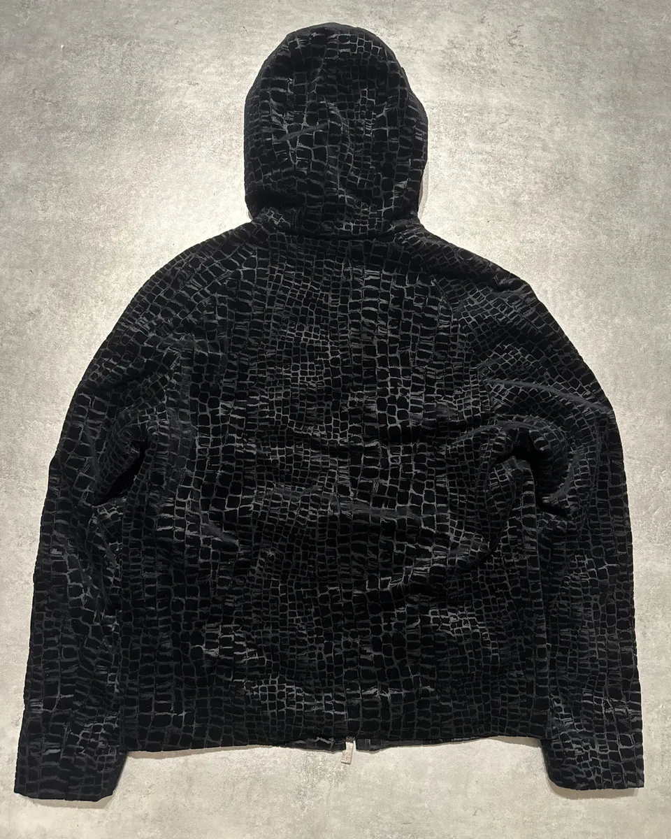 FW2019 Emporio Armani Black Cracked Croco Effect Black Jacket - Image 3