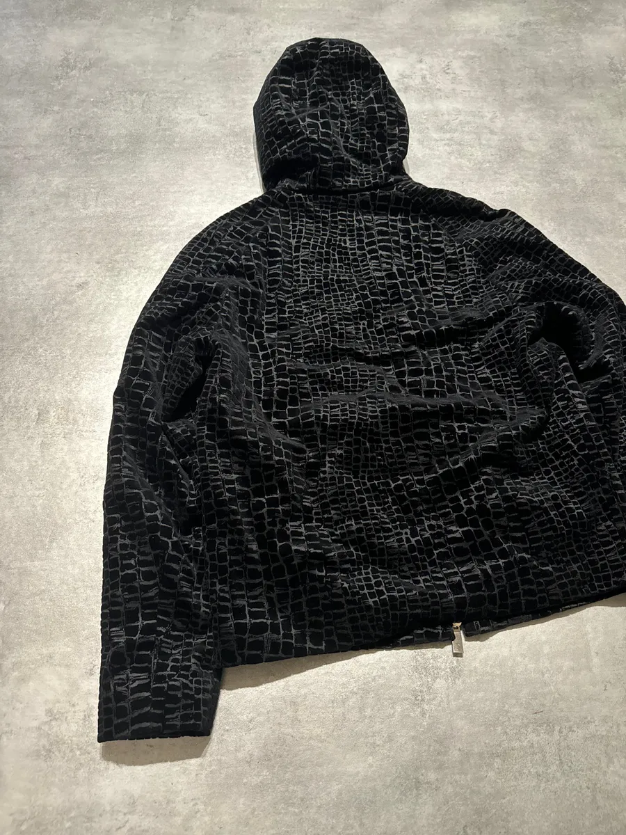 FW2019 Emporio Armani Black Cracked Croco Effect Black Jacket - Image 4