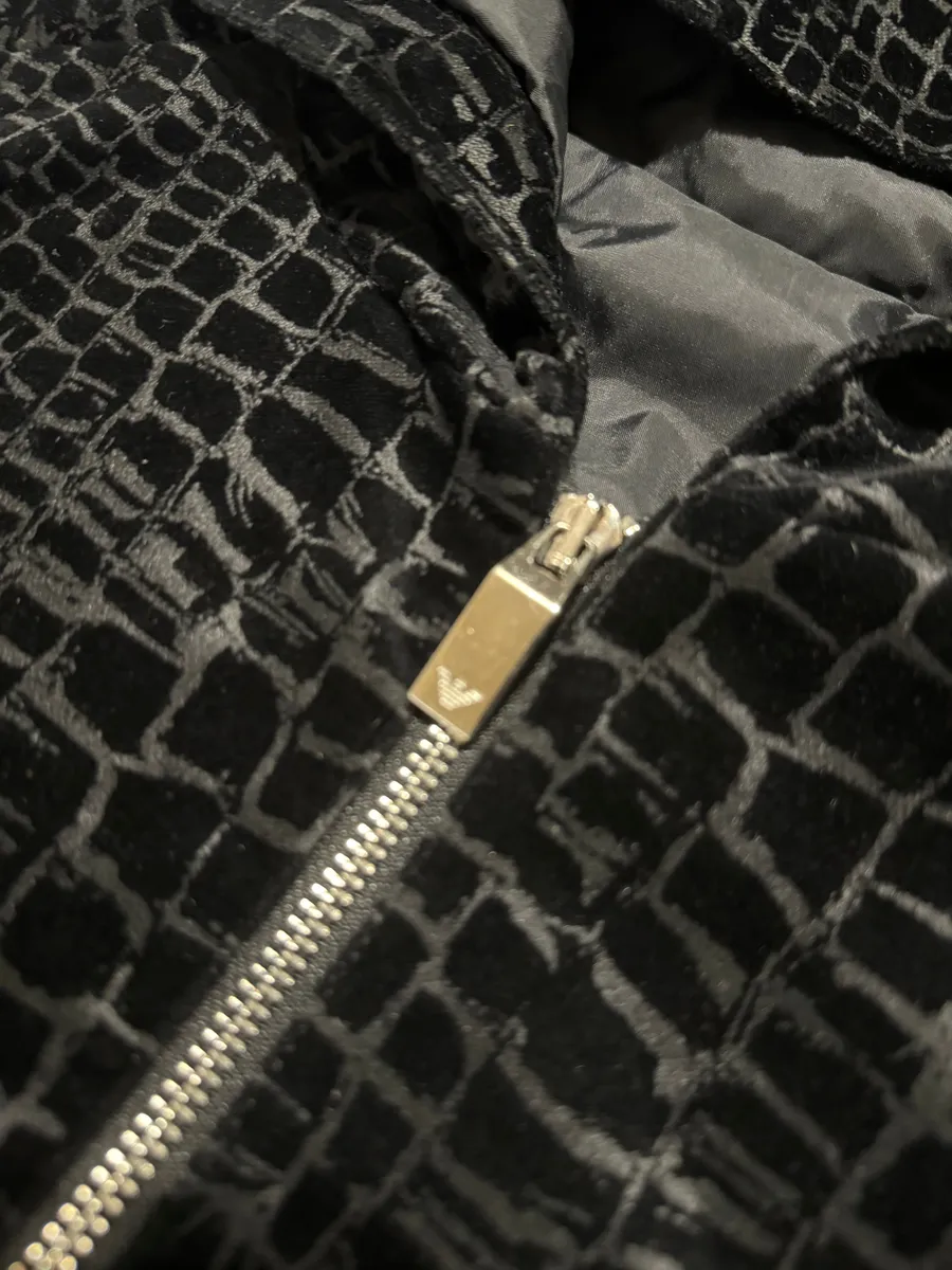 FW2019 Emporio Armani Black Cracked Croco Effect Black Jacket - Image 5