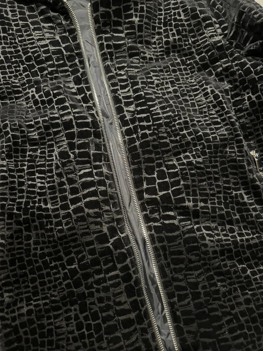 FW2019 Emporio Armani Black Cracked Croco Effect Black Jacket - Image 9