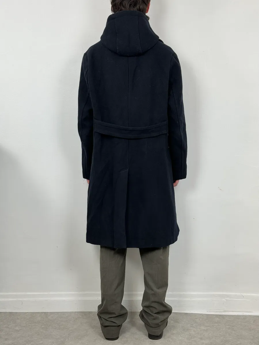 FW2019 Emporio Armani Navy Wool Layers Long Jacket - Image 3