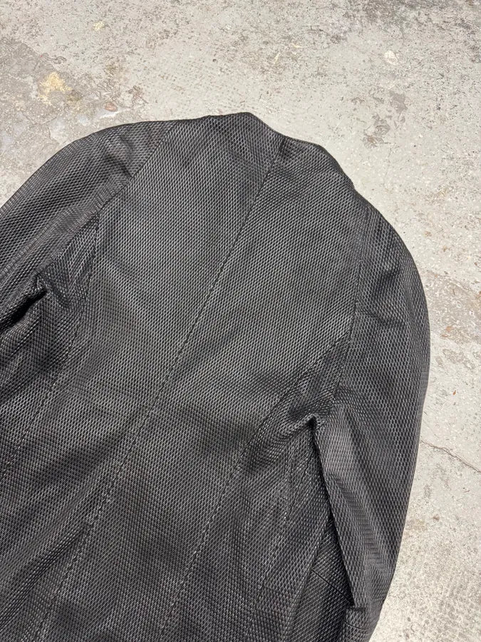 FW2019 Emporio Armani Zip Asymmetrical Black Leather Jacket - Image 8