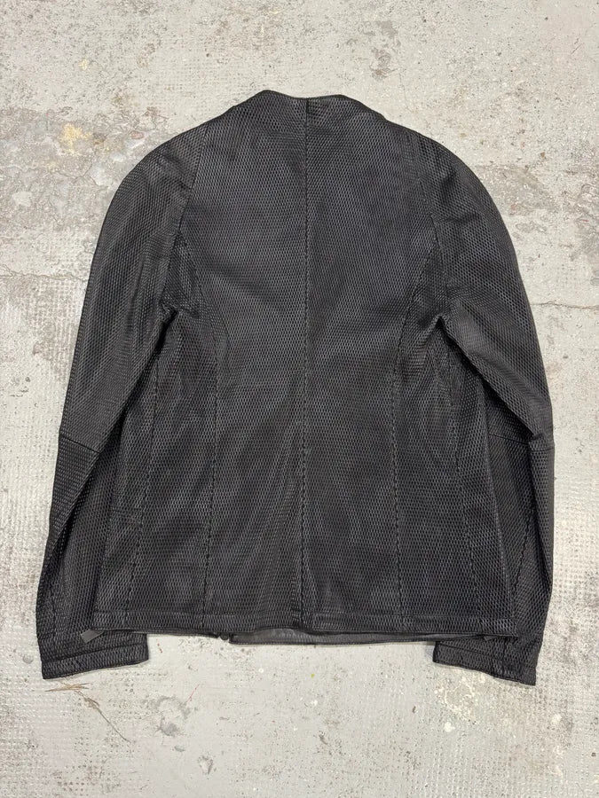 FW2019 Emporio Armani Zip Asymmetrical Black Leather Jacket - Image 9