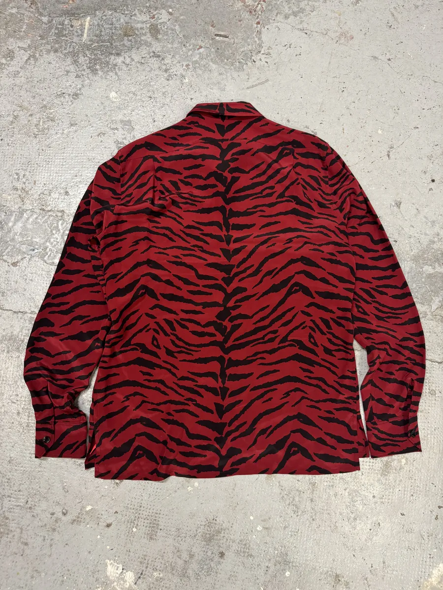 FW2019 Saint Laurent Zebra Red & Black Silk Shirt - Image 2
