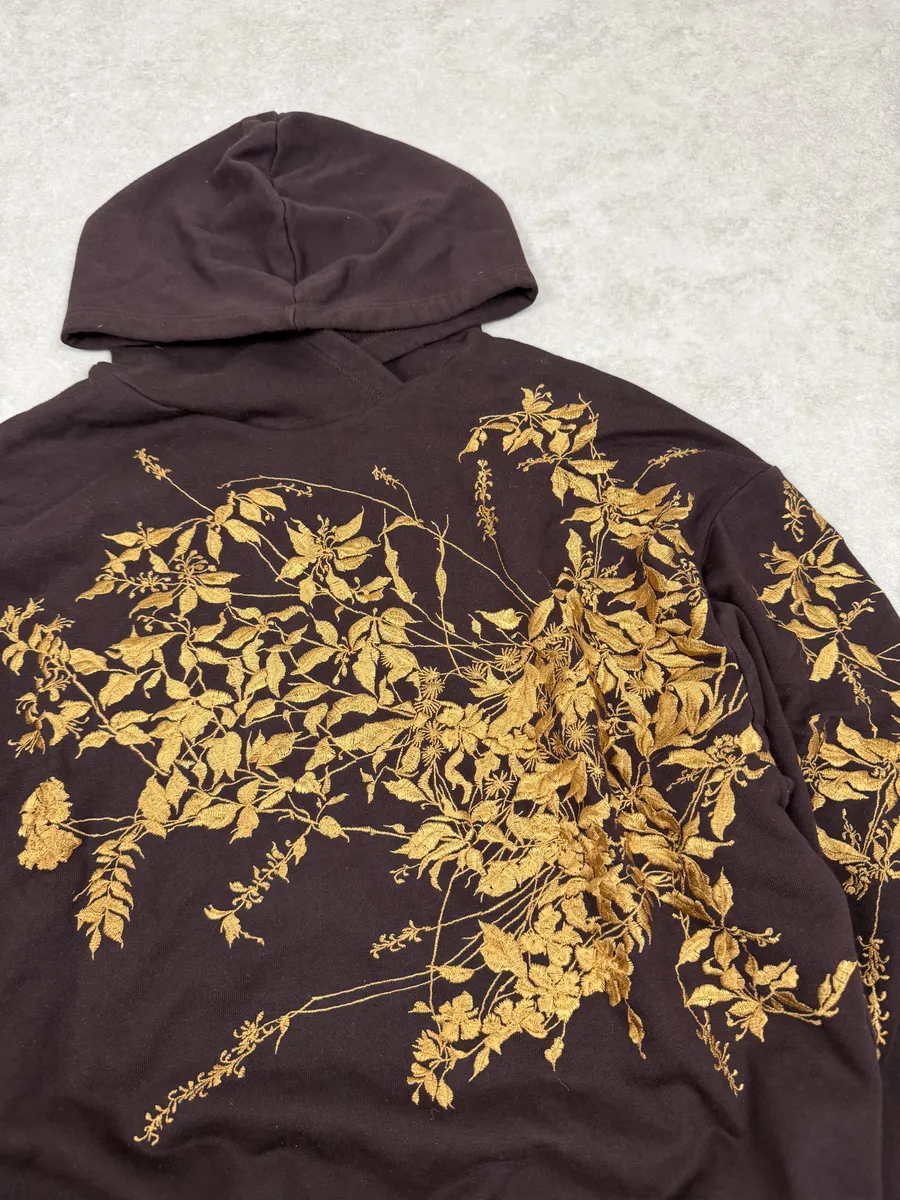 FW2020 Dries Van Noten Aubergine Purple Floral Embroidered Hoodie - Image 8