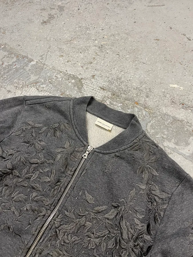 FW2020 Dries Van Noten Floral Grey Zip-up Sweater - Image 5