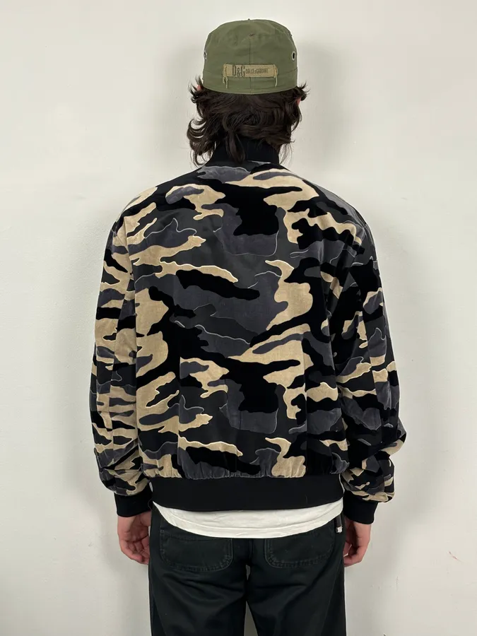 FW2020 Emporio Armani Camo Velvet Padded Bomber Jacket - Image 2