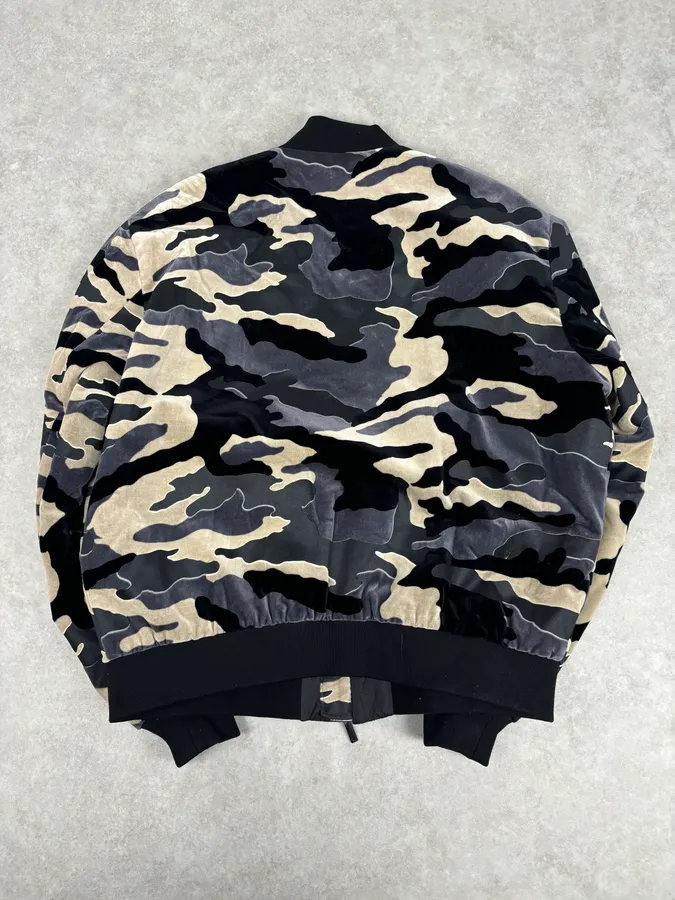 FW2020 Emporio Armani Camo Velvet Padded Bomber Jacket - Image 4