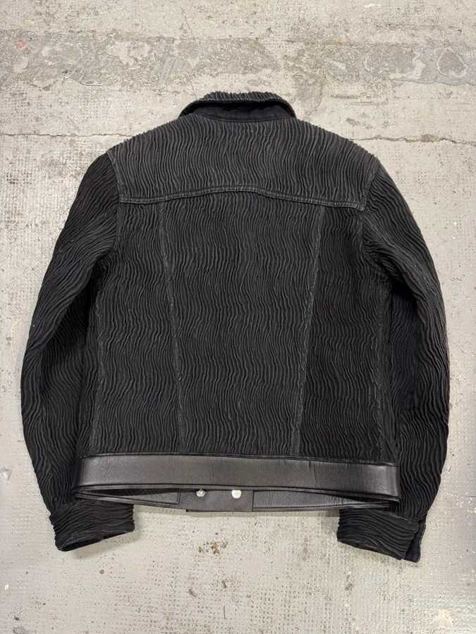 FW2021 Givenchy Organic Pleats Black Trucker Jacket - Image 6