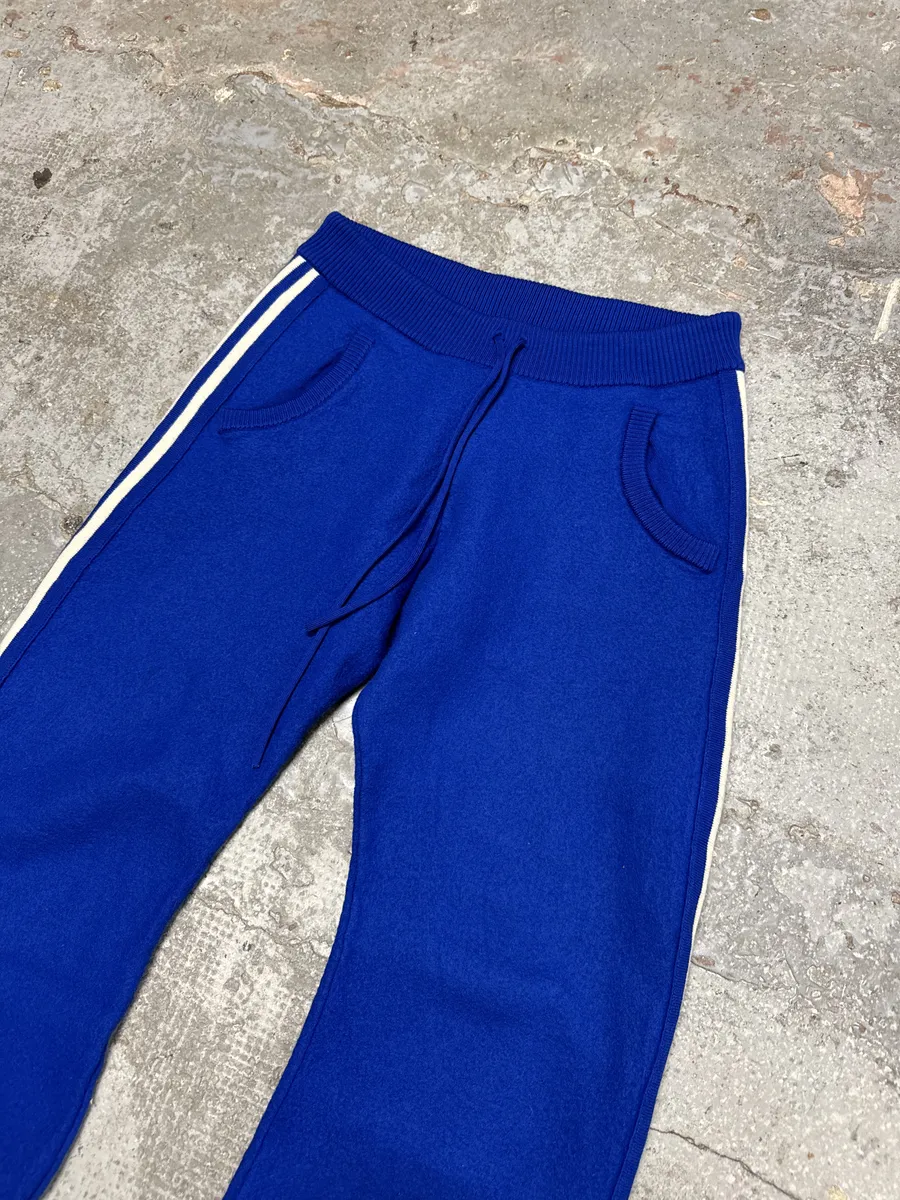 FW2021 Maison Margiela Side Stripe Blue Felted Wool Knit Sweatpants - Image 9
