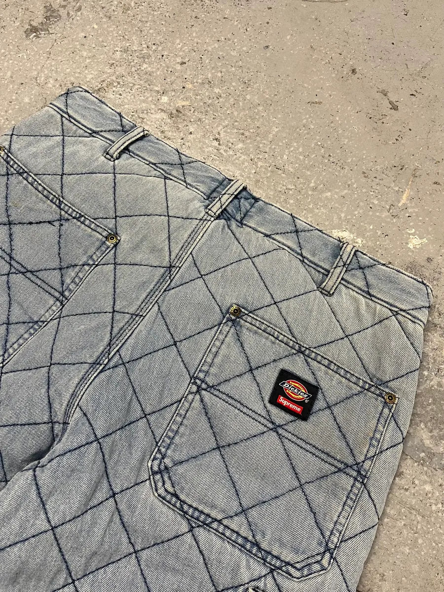 FW2021 Supreme Dickies Blue Denim Double Knee Quilted Jeans - Image 13
