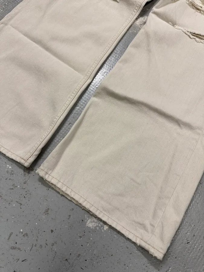 FW2022 Acne Studios White Destroyed Baggy White Denim Jeans - Image 10