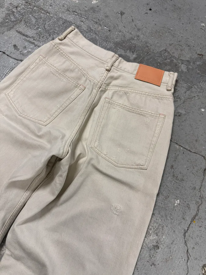 FW2022 Acne Studios White Destroyed Baggy White Denim Jeans - Image 12