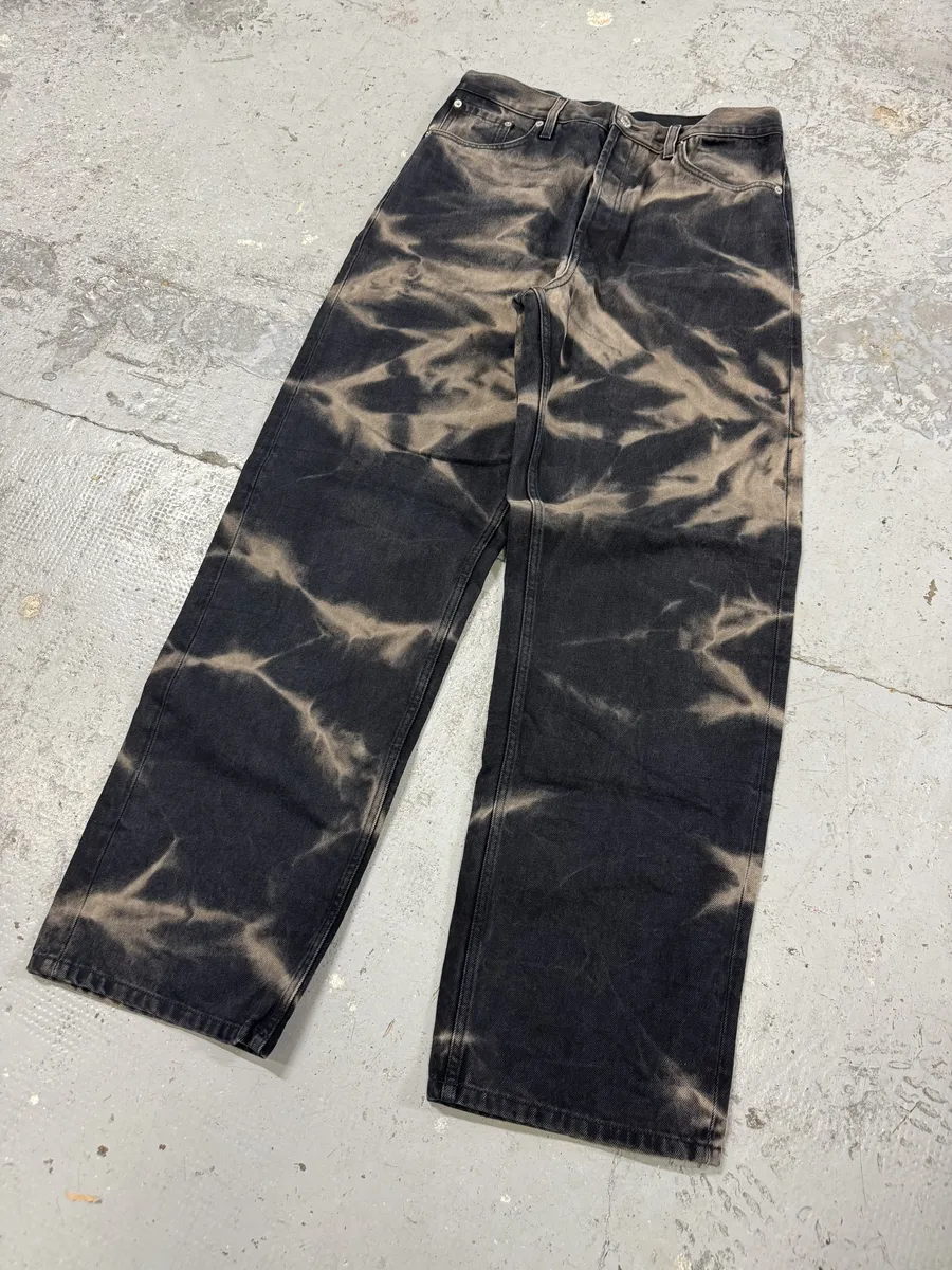 FW2022 Dries Van Noten Black & Beige Acid Large Pants - Image 9