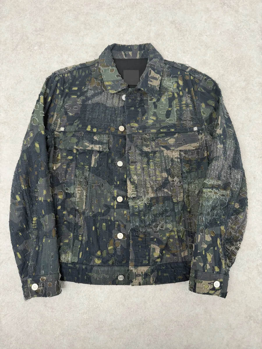 FW2022 Givenchy Boro Camo Distressed Trucker Jacket by Matthew Williams - Image 7