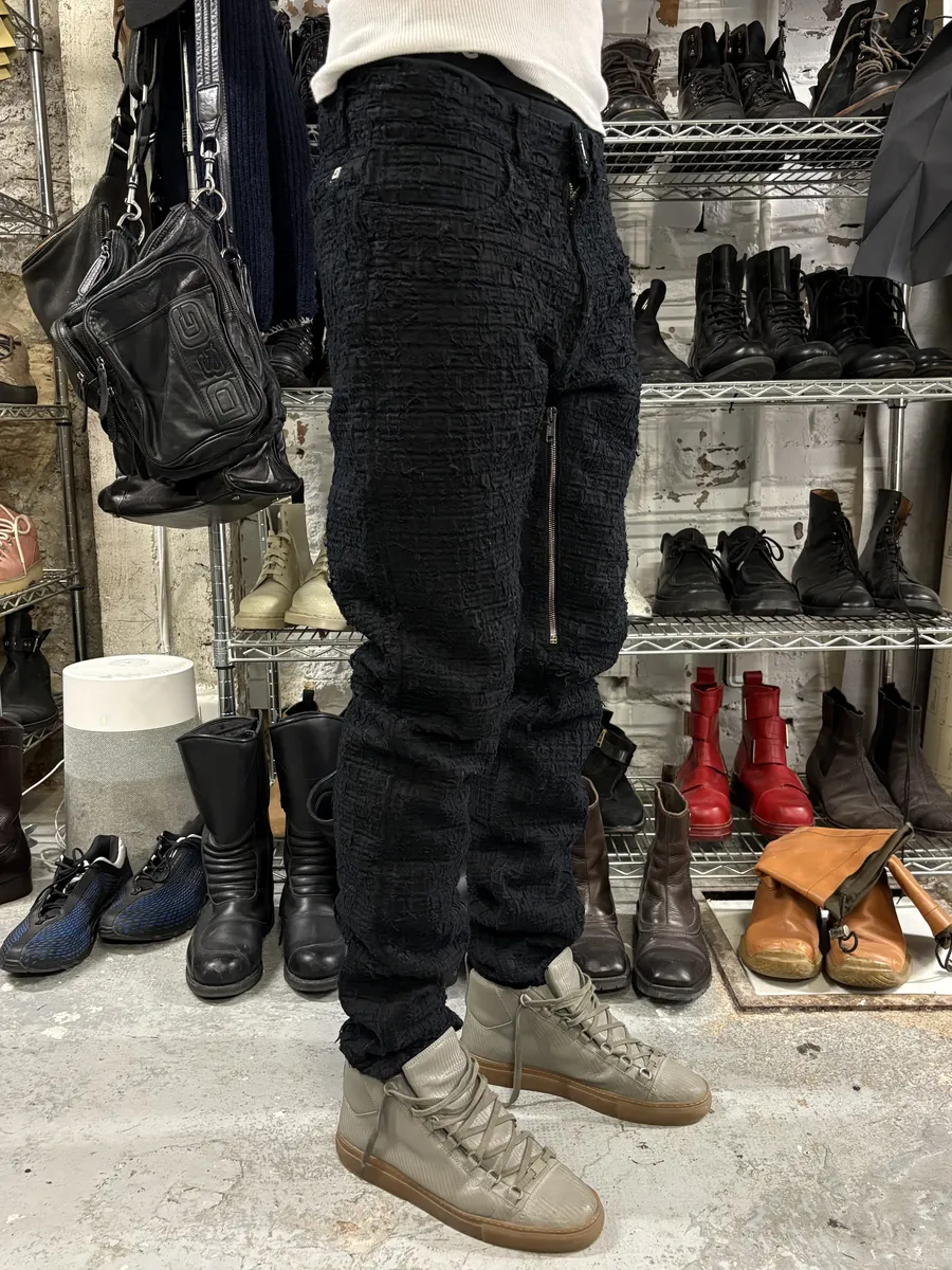 FW2022 Givenchy Slim Denim Black Front Zips Boro Pants - Image 3