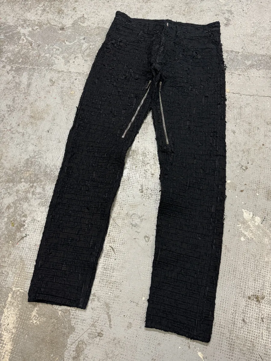 FW2022 Givenchy Slim Denim Black Front Zips Boro Pants - Image 5