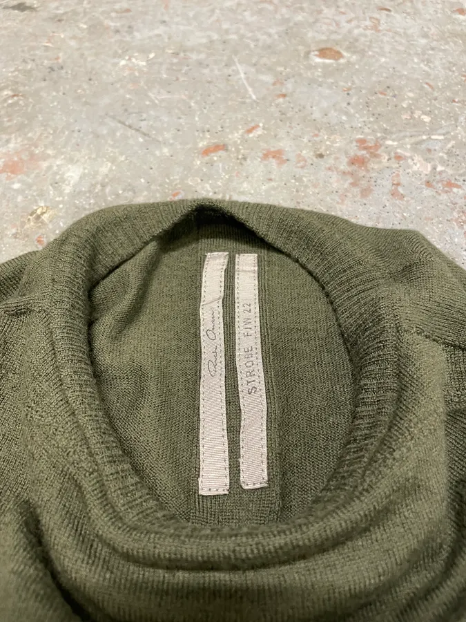 FW2022 Rick Owens Green Olive Cozy Sweater - Image 7