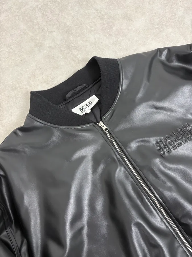 FW2023 Maison Margiela Black Faux Leather Bomber Jacket - Image 5