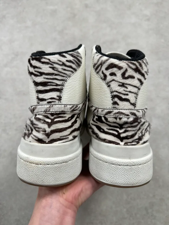 FW2023 Saint Laurent Zebra Fur White Leather High Sneakers - Image 7