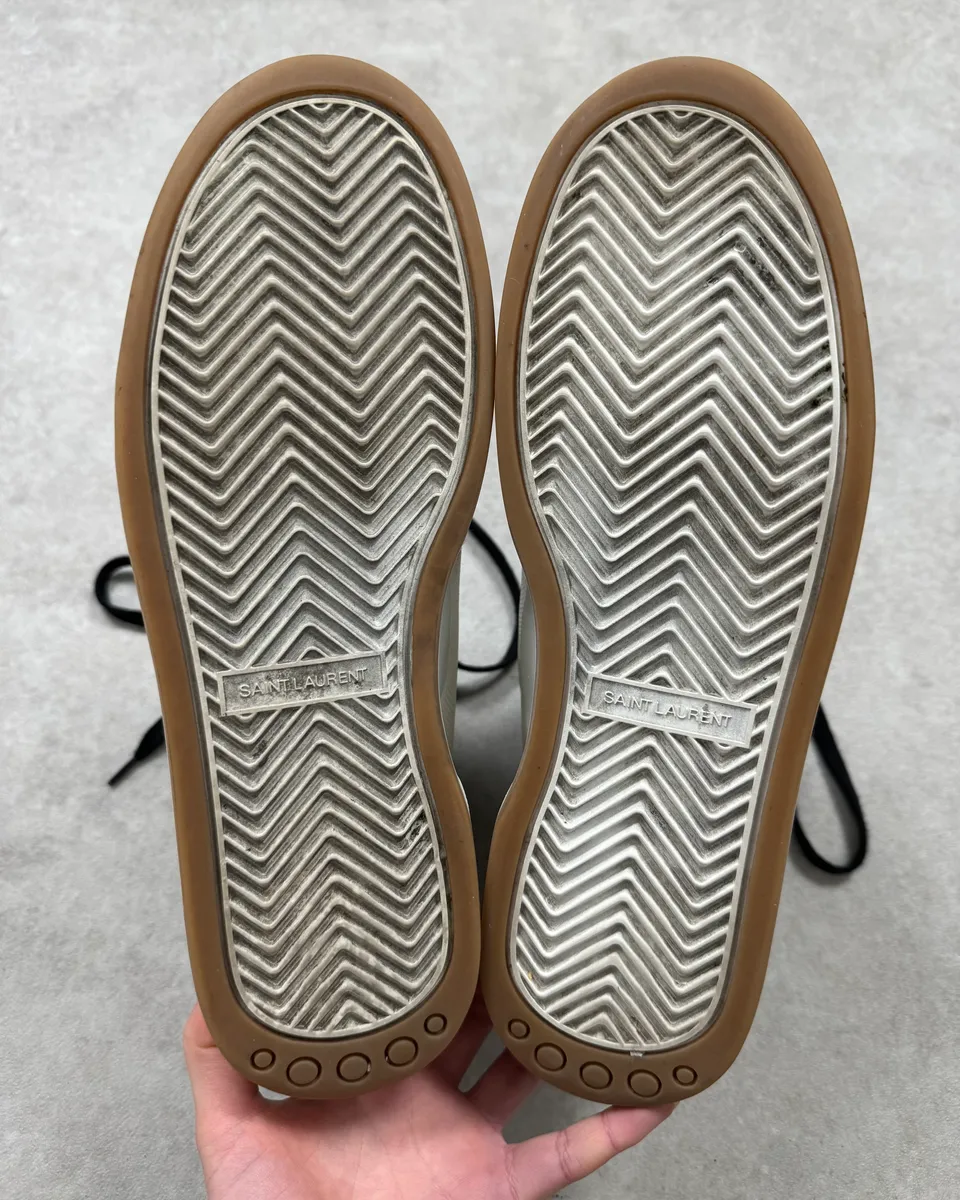 FW2023 Saint Laurent Zebra Fur White Leather High Sneakers - Image 8