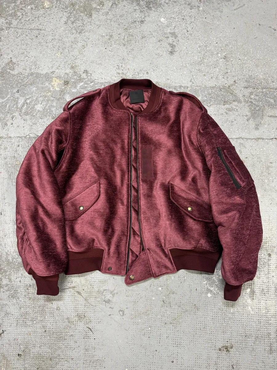 FW2024 Givenchy Bordeaux Velvet Bomber Jacket - Image 16