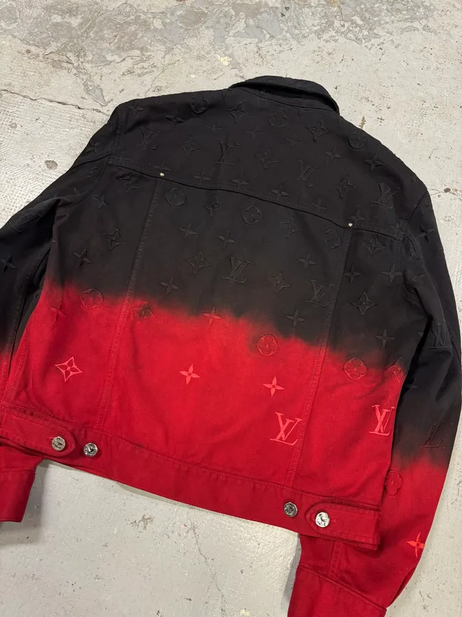 FW2024 Louis Vuitton Embroidered Red Evil Gradient Black Denim Jacket - Image 7