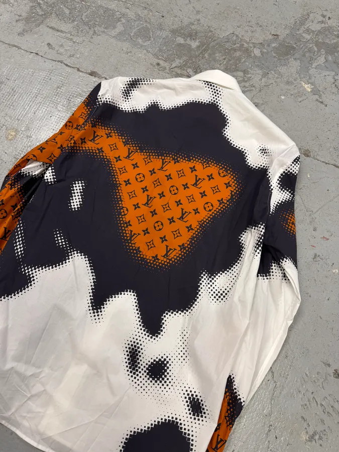 FW2024 Louis Vuitton Orange Map Camo White Shirt - Image 5