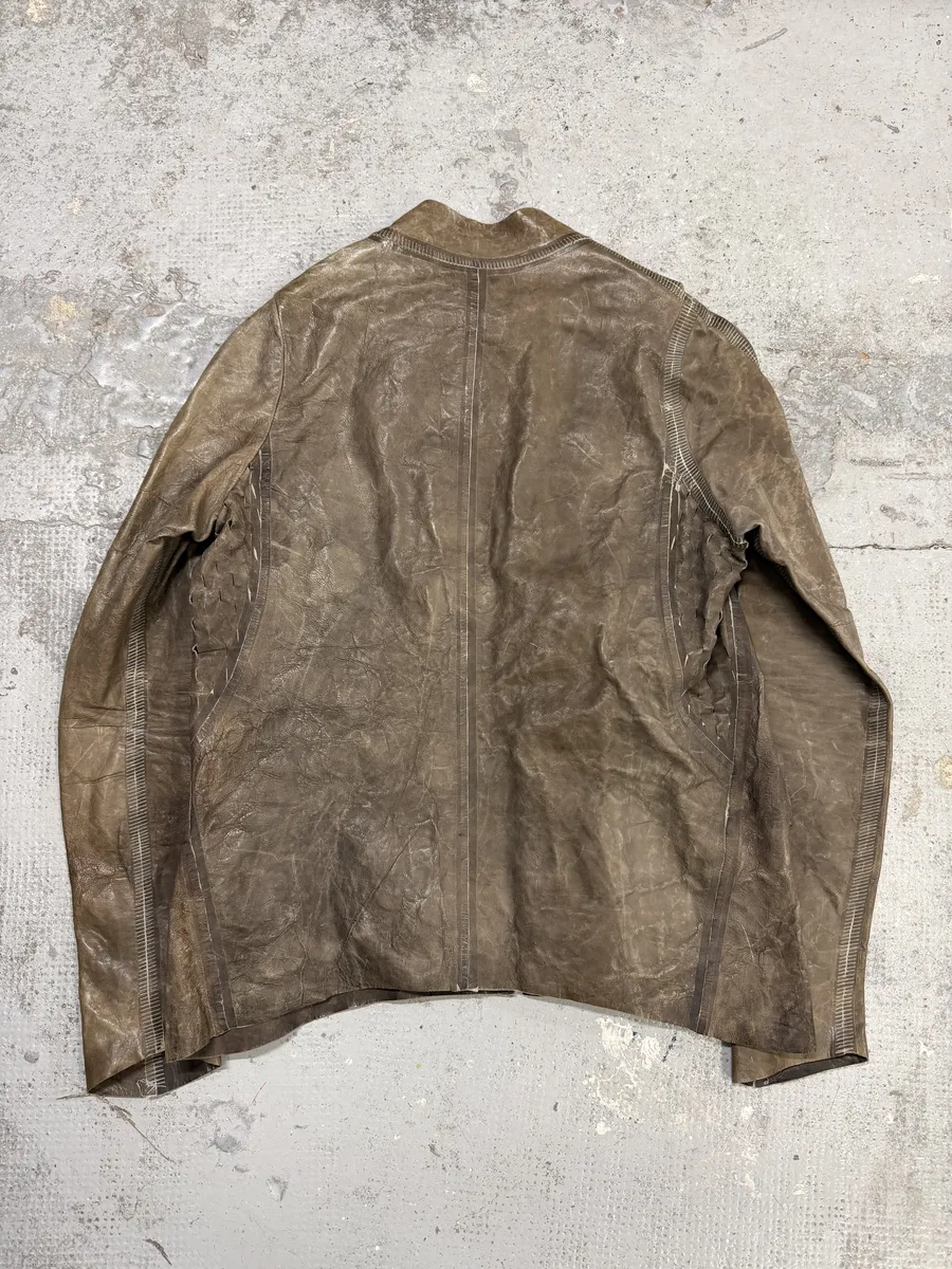 FW2025 Isaac Sellam Anatomique Crasse Pouille Grey Leather Jacket - Image 2