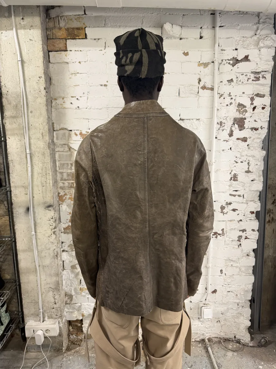 FW2025 Isaac Sellam Anatomique Crasse Pouille Grey Leather Jacket - Image 4
