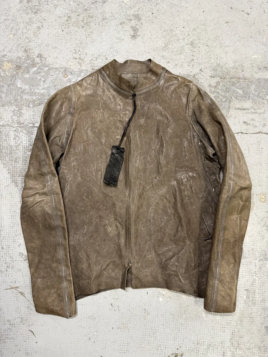 FW2025 Isaac Sellam Anatomique Crasse Pouille Grey Leather Jacket - Image 6