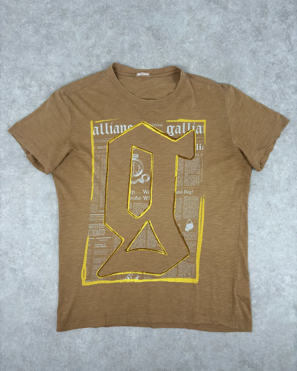 Galliano Printed Letters Beige G T-Shirt