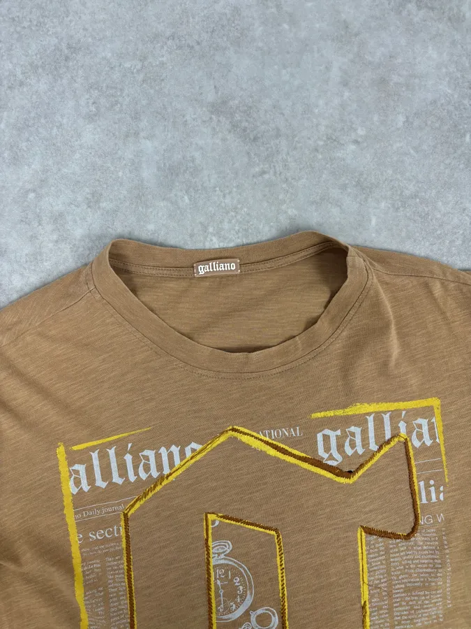 Galliano Printed Letters Beige G T-Shirt - Image 4